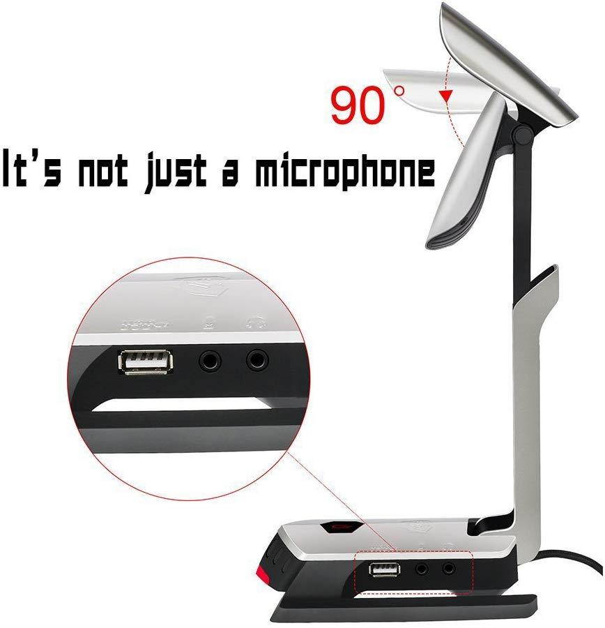 Beexcellent Desktop USB Computer Microphone Flexible for PC, Laptop, PS4, Gaming, Chatting, Meeting, Podcast, Recording (Silver)