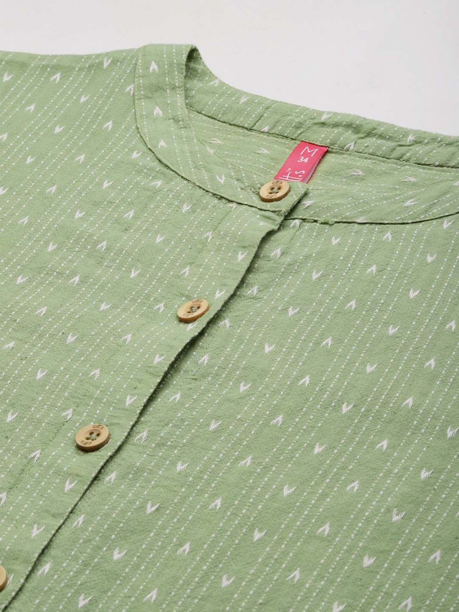 Clt.s Green Cotton Striped Kurti Palazzo Set