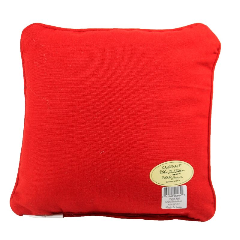 Home Decor 10.0" Cardinal Embroidered Pillow Red Bird Christmas  -  Decorative Pillow