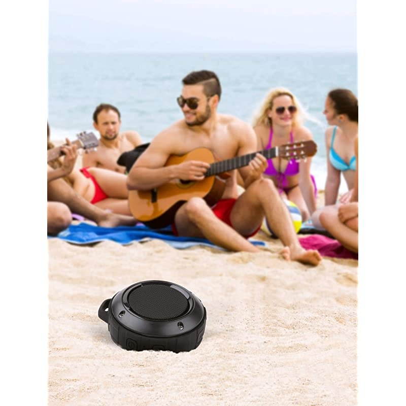 Outdoor Waterproof Bluetooth Speaker Wireless Portable Mini Shower Travel Speaker with Subwoofer Enhanced Bass Built in Mic for Sports Pool Beach Hiking Camping Black