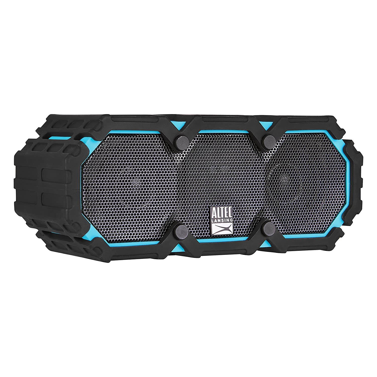 Altec Lansing iMW477 Mini Life Jacket Bluetooth Speaker Waterproof Wireless Bluetooth Speaker, Hands-Free Extended Battery Outdoor Speaker, Ultra-Portable 10ft Range, Blue/Black