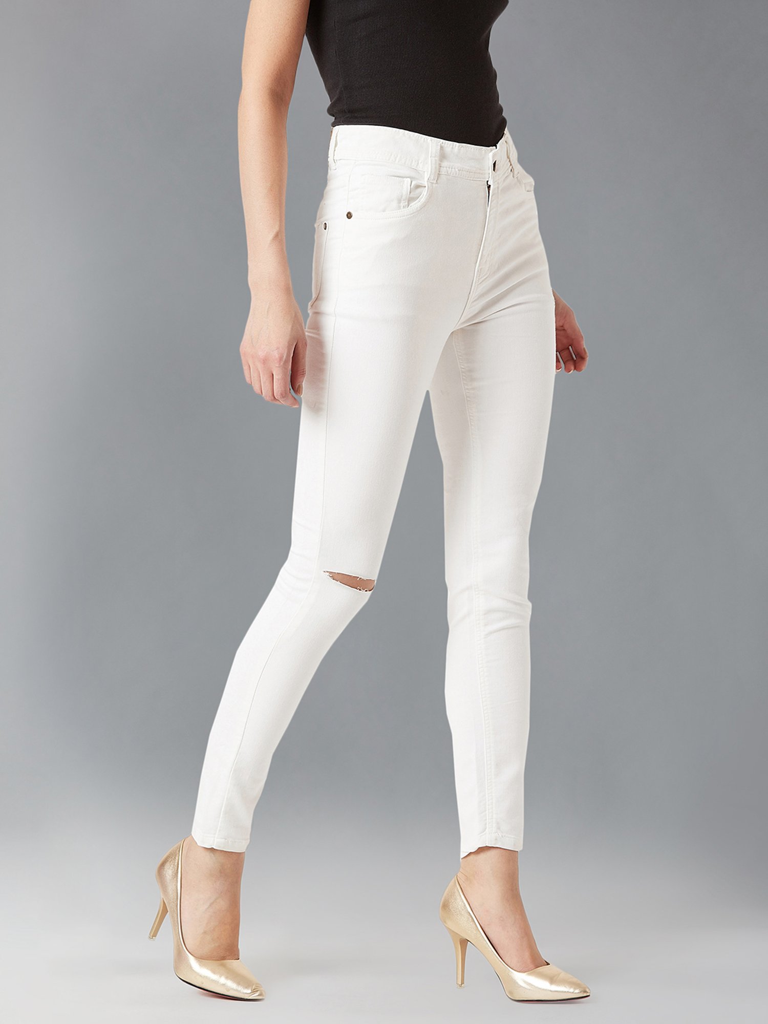 DOLCE CRUDO White Distressed Jeans