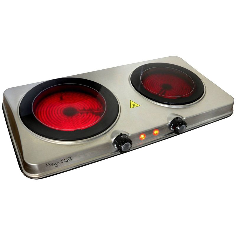 Megachef Portable Dual Vitro-Ceramic Infrared Cooktop - Silver