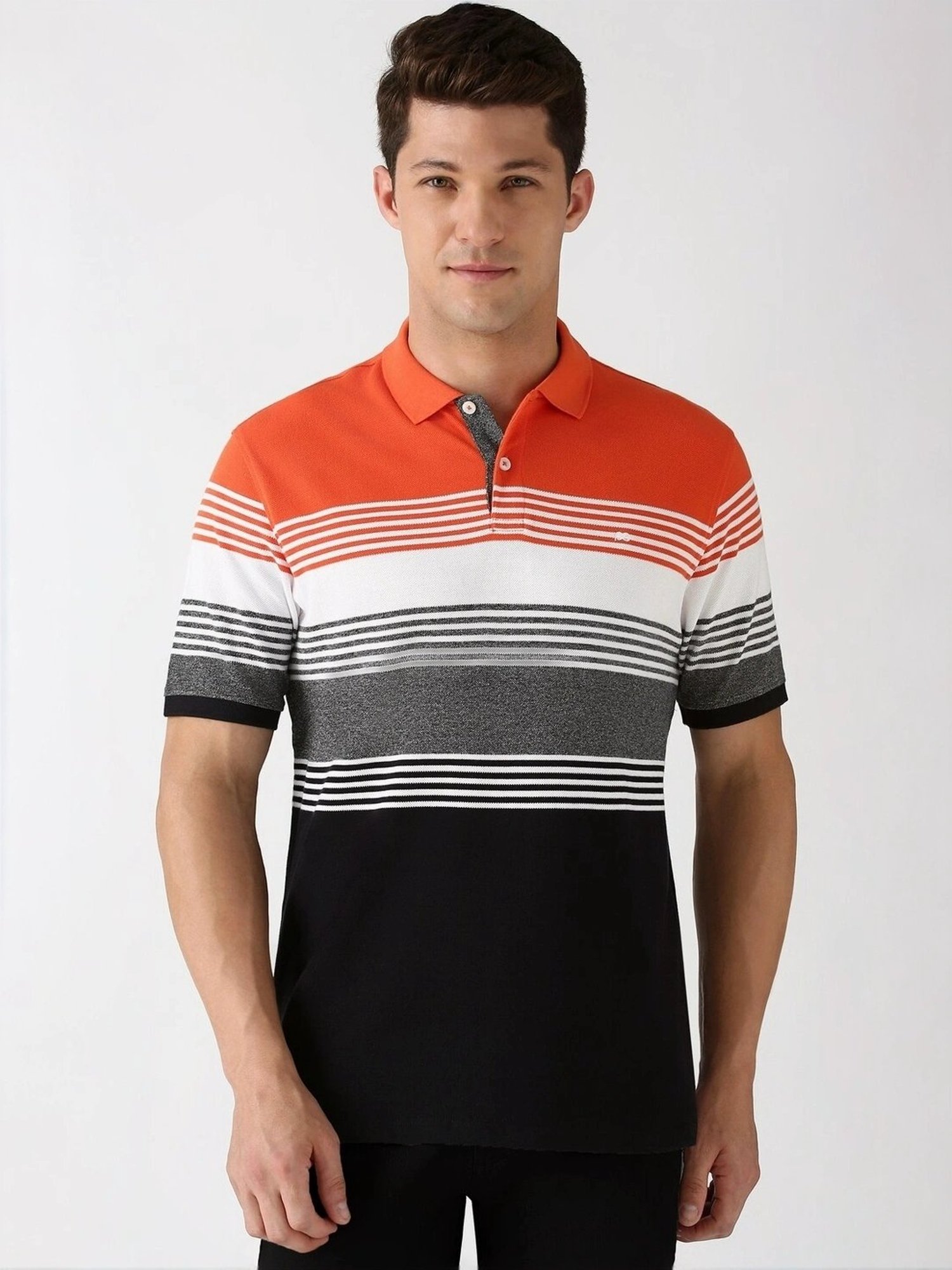 Peter England Black Regular Fit Printed Polo T-Shirt