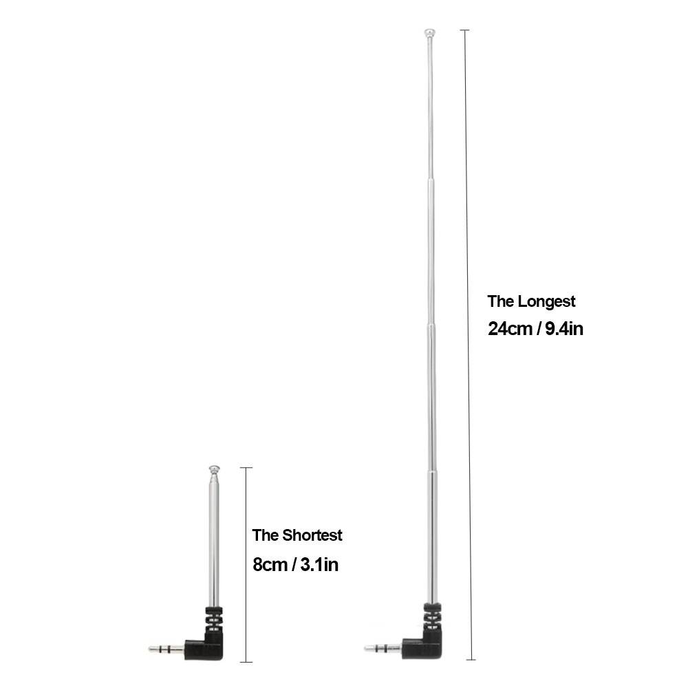 FM Radio Antenna 3.5mm Retractable Aerial 4 Sections L-Shape 240mm Antenna