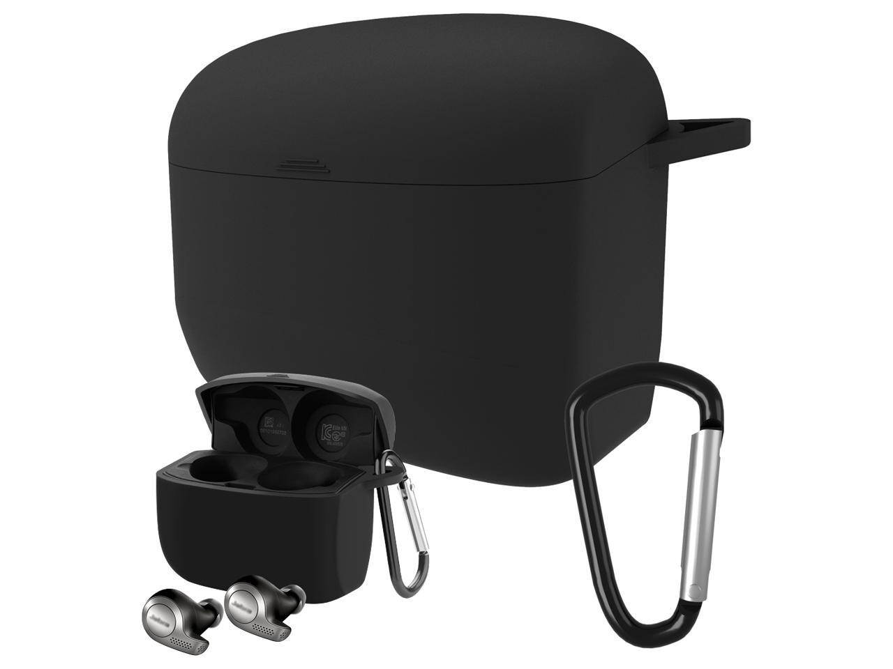 Silicone Cover for Jabra Elite Active 65t Case, Elite 65 Wireless Sports Earbuds, Jabra Elite65t, Elite65 Protective Charging Case Cover (Black)