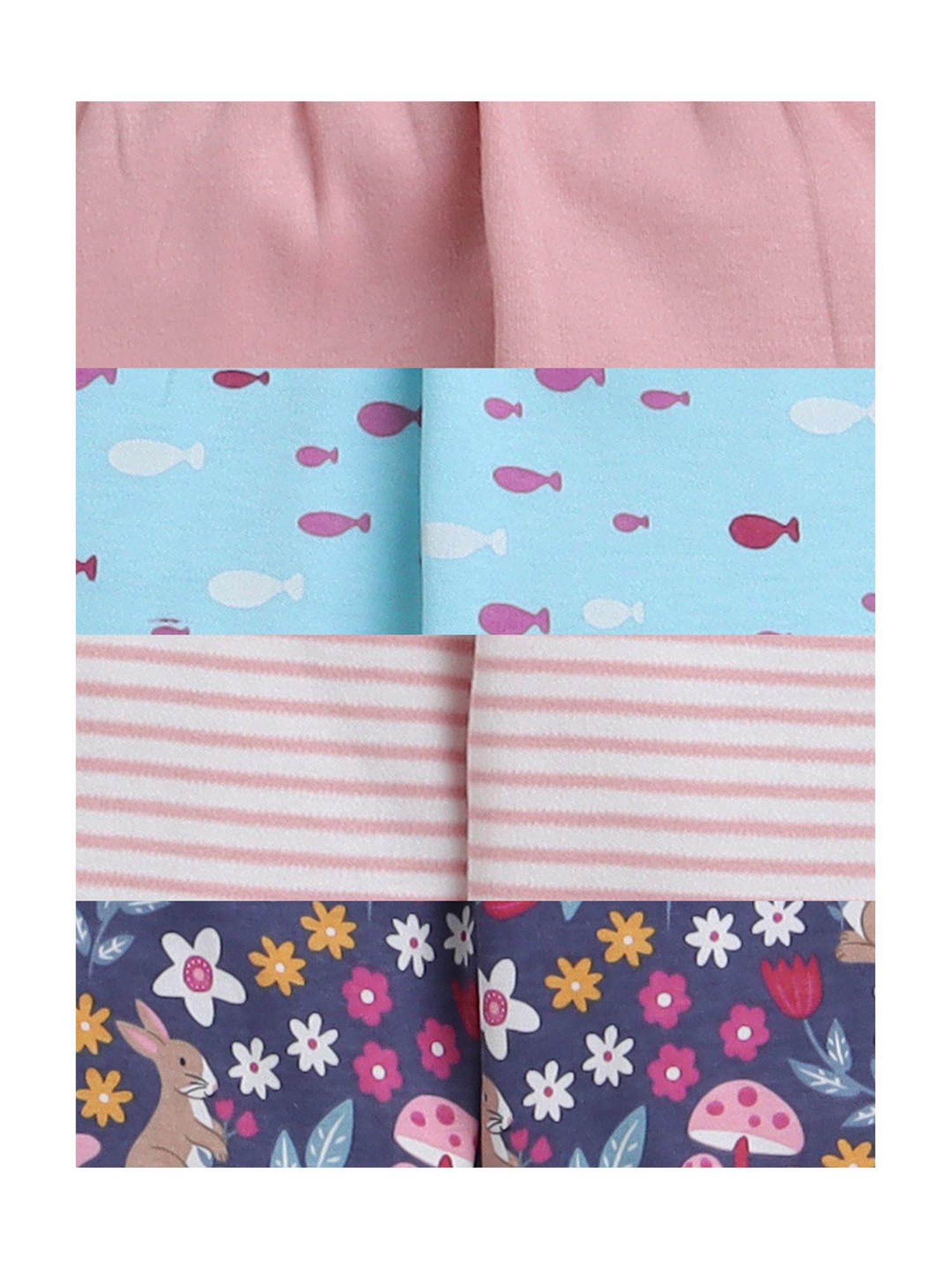 Bumzee Girls Multicolor Printed Pyjamas (Pack Of 4)