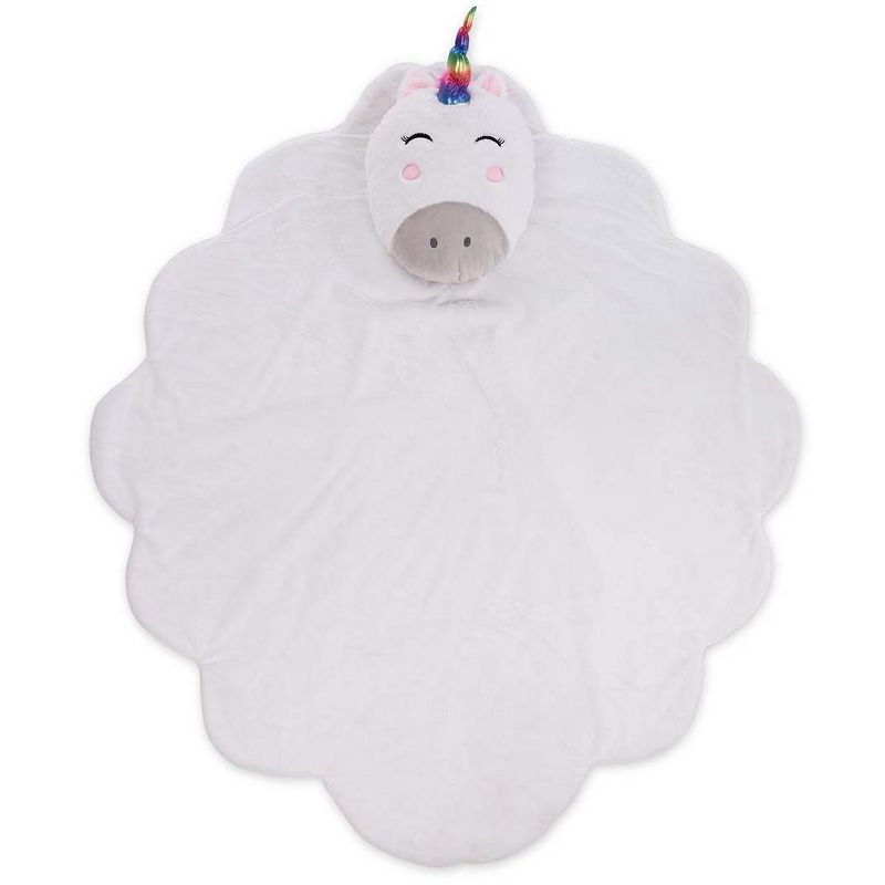 Silky Soft Fleece Unicorn Cloud Snuggle Play Mat with Attached Pillow