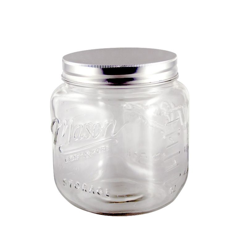 Grant Howard 50873 Jumbo 92 Ounce Wide Mouth Mason Embossed Glass Storage Jar Canister with Airtight Lid for Kitchen or Bathroom, Clear