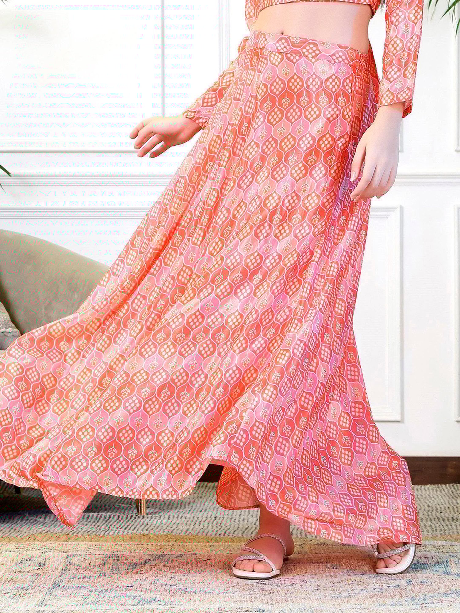 NEUDIS Peach Printed Maxi Skirt