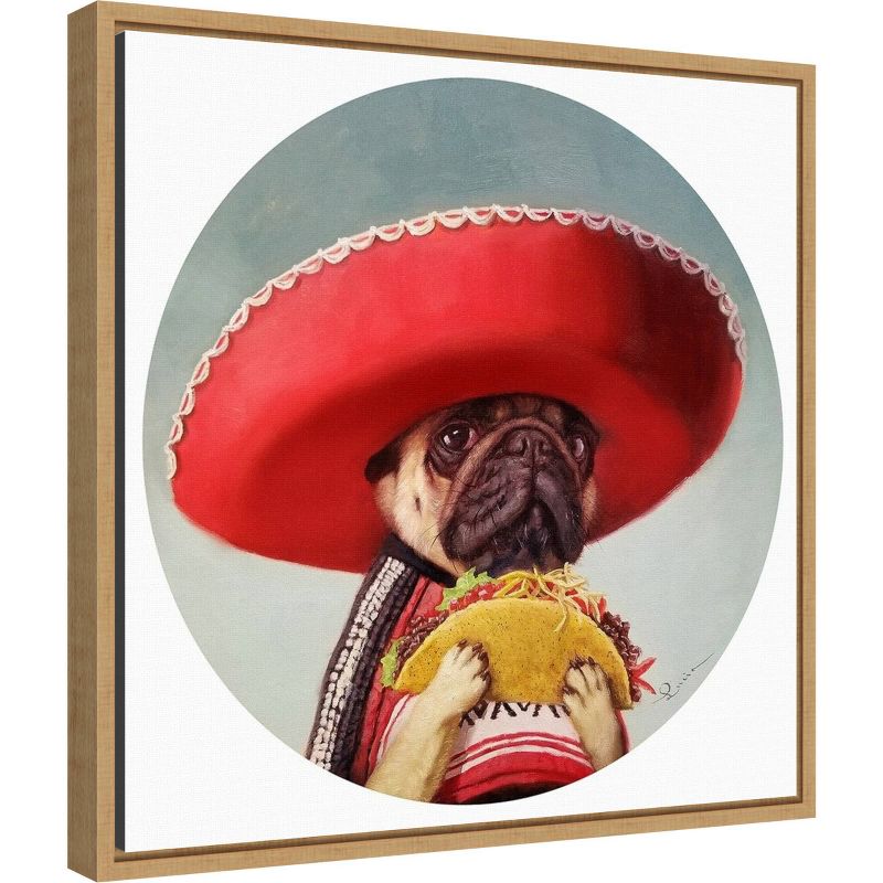 16" x 16" Mi Taco Mi Amigo Dog by Lucia Heffernan Framed Wall Canvas - Amanti Art