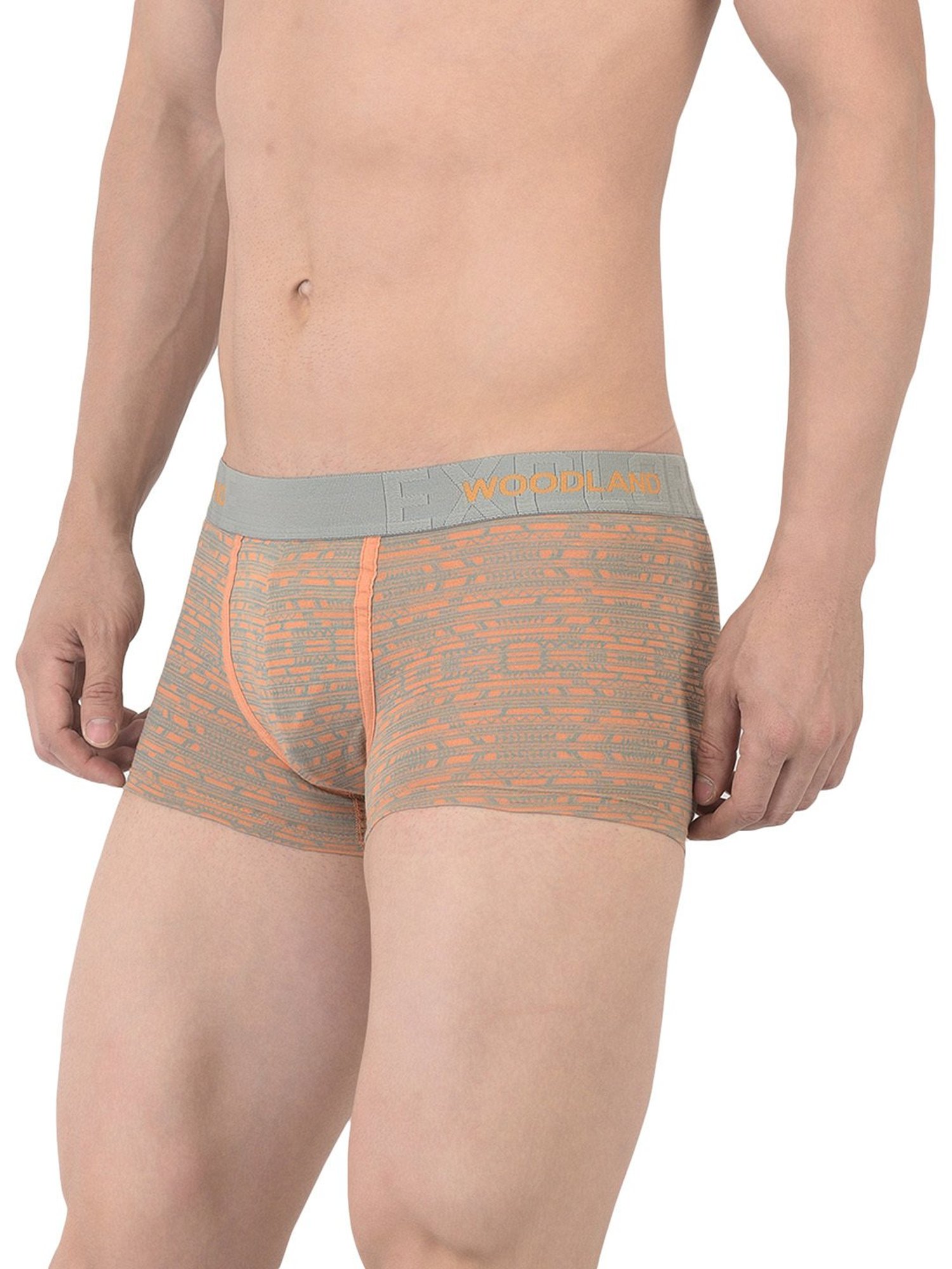 Woodland Light Grey & Orange Printed Trunks
