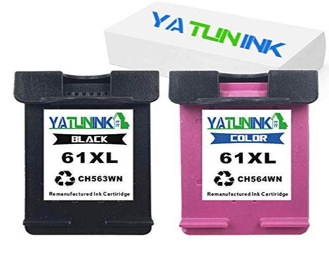 YATUNINK 2-pk Ink for HP 61XL DeskJet 2050 All-in-One J510a 3050 J610a (Black+Color) 61XL Ink Cartridges
