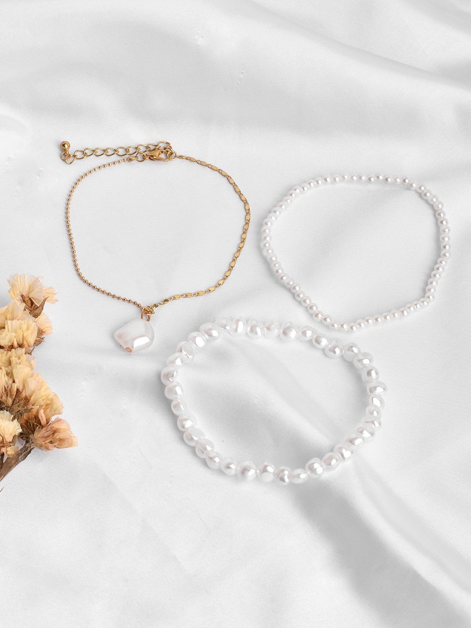 Joker & Witch Blight Pearl Layered Anklet - Set of 3