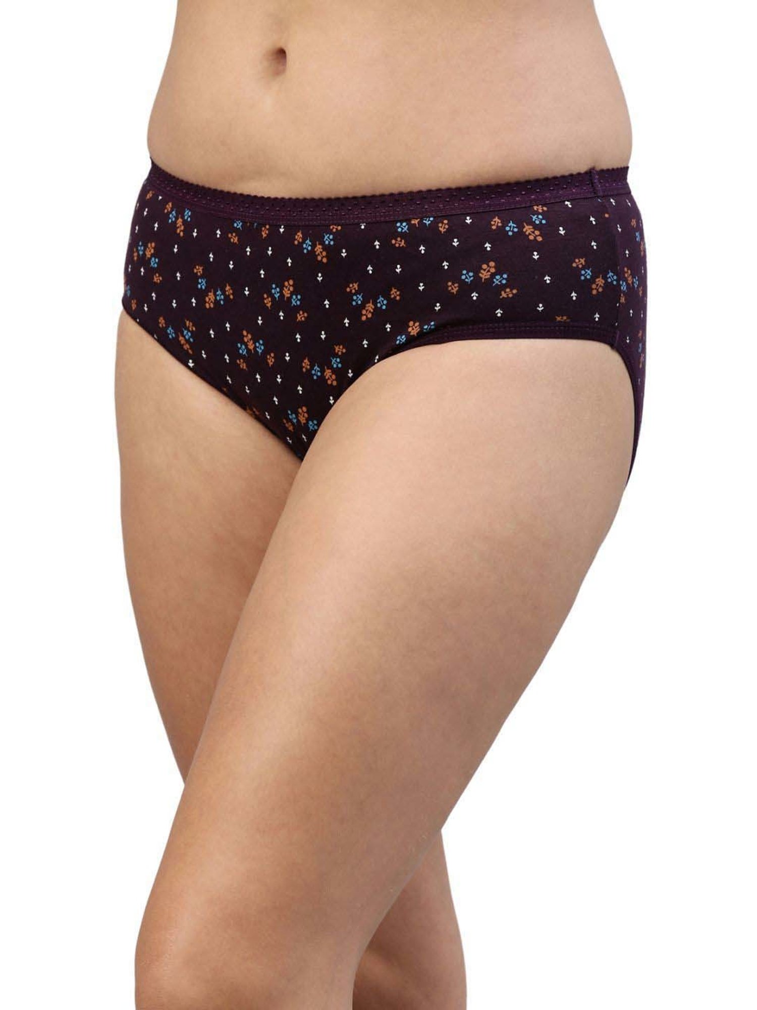FEELINGS Black & Brown Cotton Printed Hipster Panties - Pack of 6