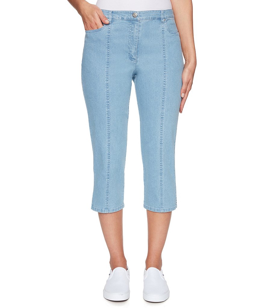 Ruby Rd. Petite Size Soft Stretch Denim Slit-Hem Capri Pants