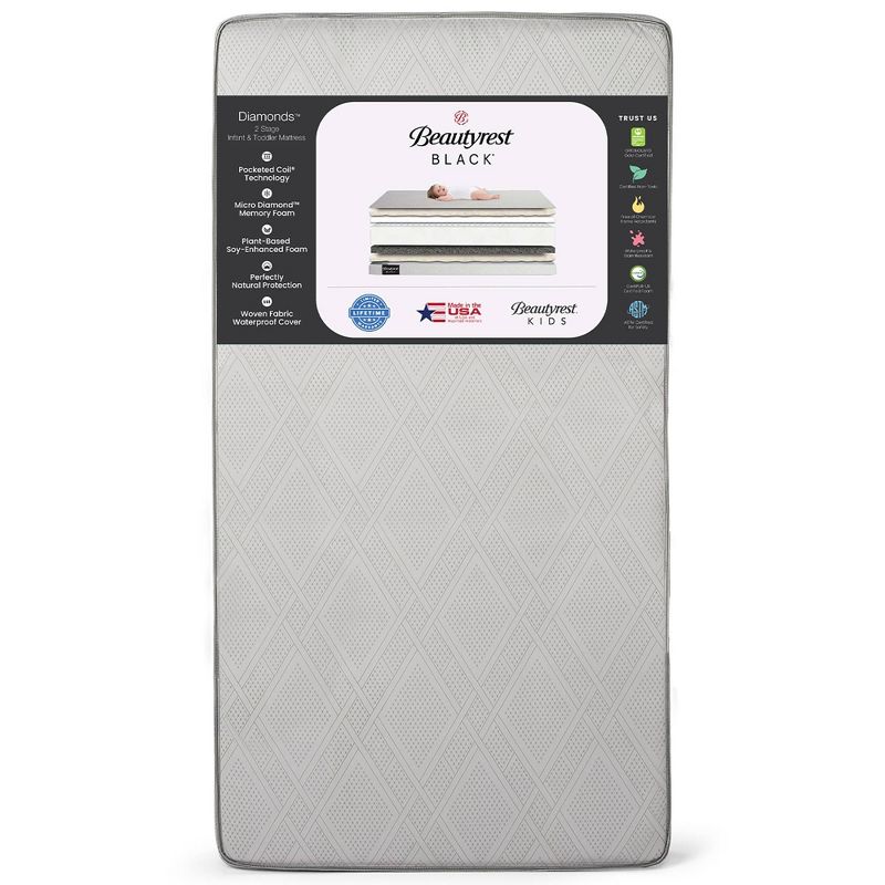 Beautyrest Black Diamond 2 Stage Crib and Toddler Mattress - White