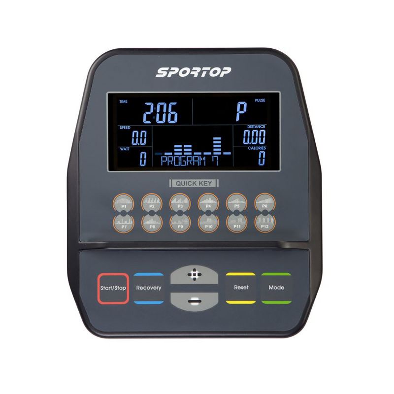 Sportop U60 Indoor Comfortable Home Workout Bike Stationary Fitness Cycler Exercise Machine with 12 Pre Programmed Trainings and Monitor Screen, Black