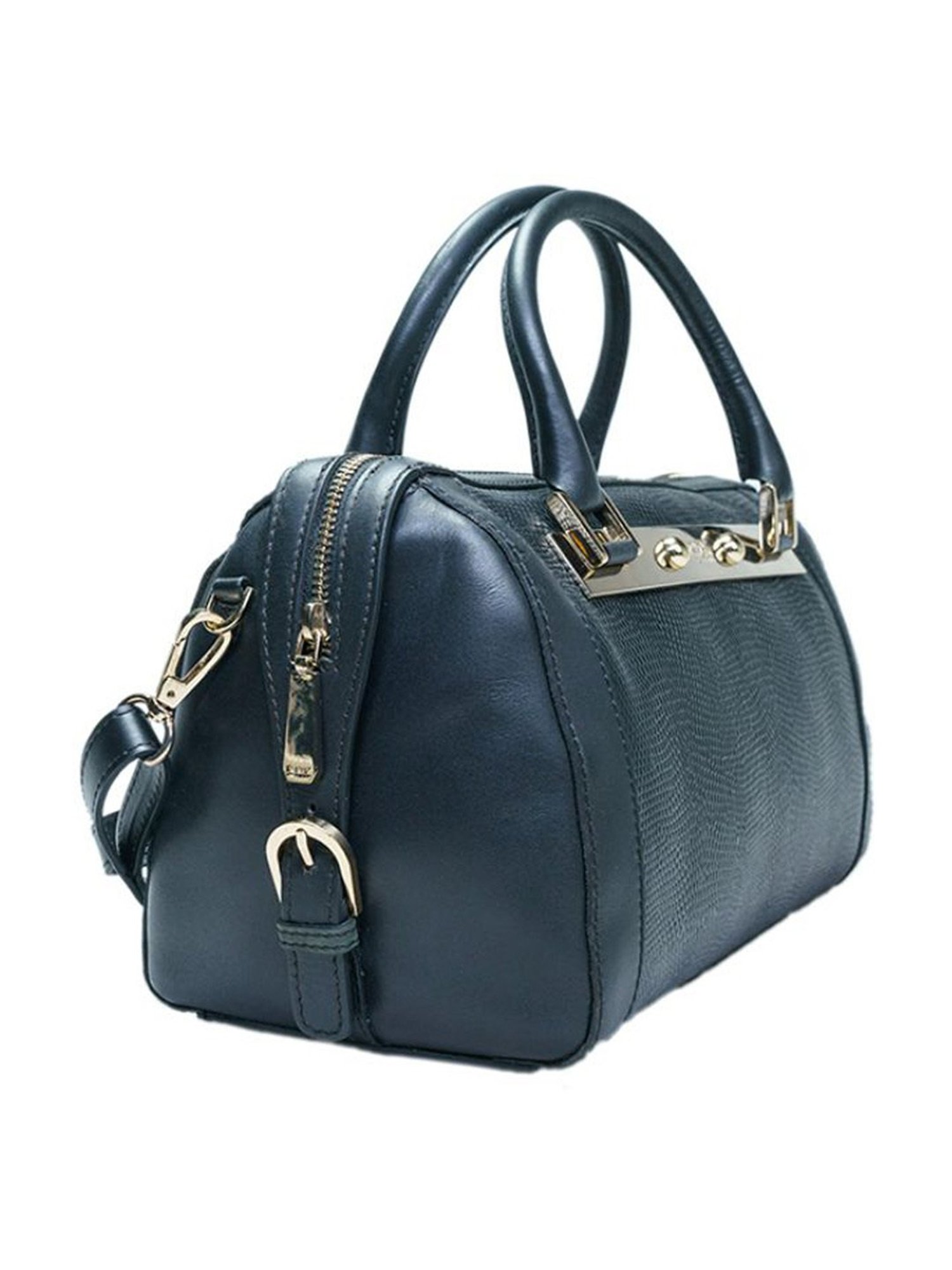 RI2K London Blue Leather Large Textured Handbag