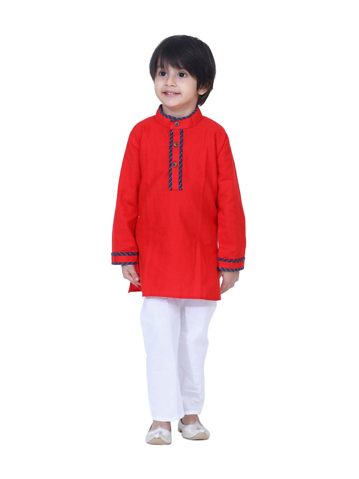 BownBee Kids Red Regular Fit Kurta & Pajamas