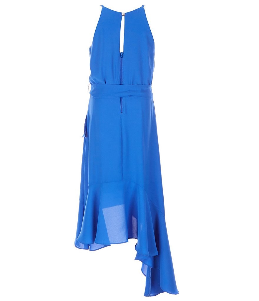 Honey and Rosie Big Girls 7-16 Sleeveless Ruffled Neck Scuba Skater Dress