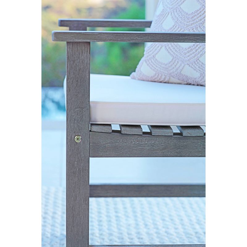 Zen4pc Outdoor Wood Chat Set with Cushions - Dark Gray - Coaster