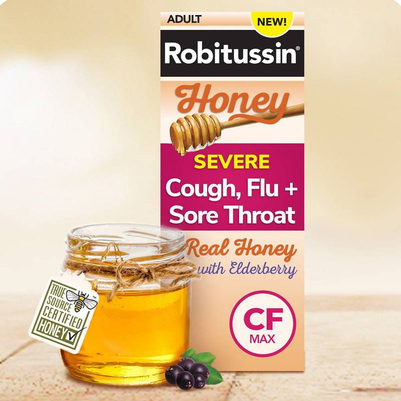 Robitussin Daytime Severe Cough, Flu and Sore Throat Syrup - Honey - 8 fl oz