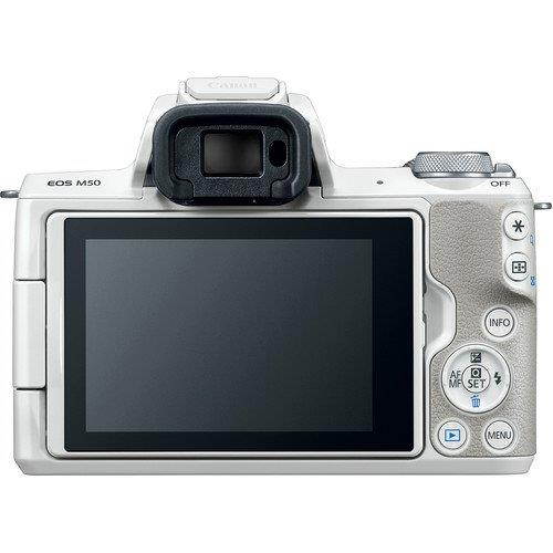 Canon EOS M50 Mirrorless Digital Camera with 15-45mm Lens (White) Advanced Bundle w/ 32GB Memory Card - Intl Model