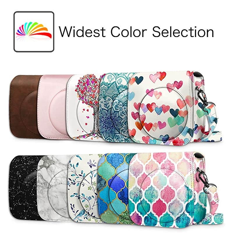 Protective Case Compatible with Fujifilm Instax Mini 8 Mini 8+ Mini 9 Instant Camera Premium Vegan Leather Bag Cover with Removable Strap Starry Night