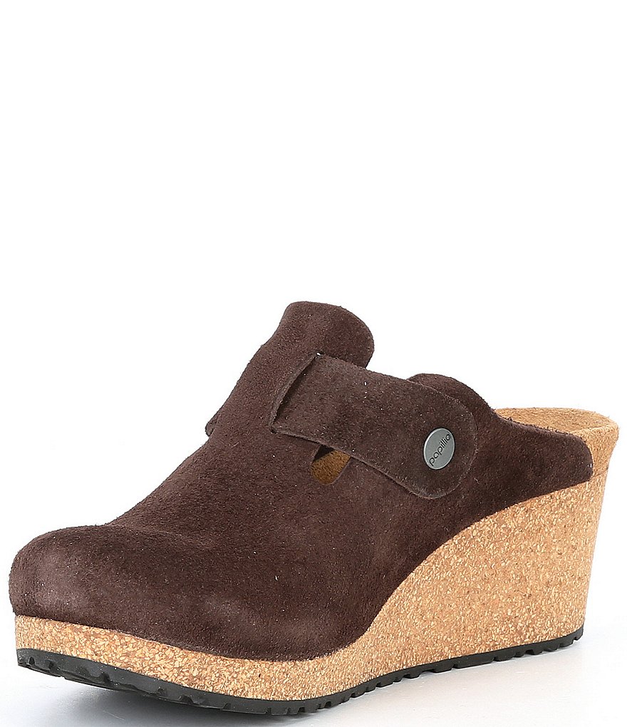 Birkenstock Women's Fanny Suede Cork Wedge Clogs
