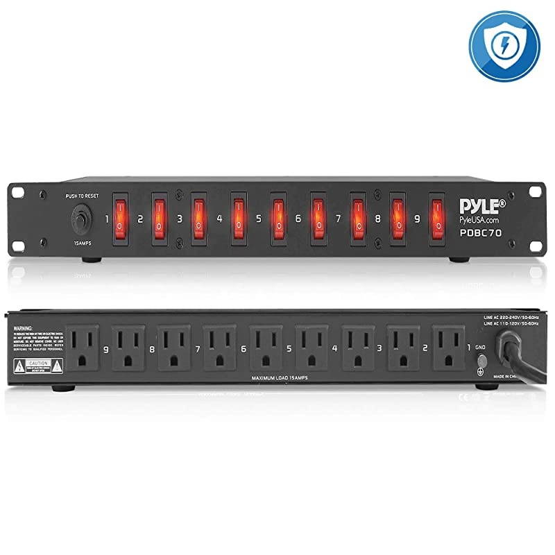 PDU Power Strip Surge Protector - 150 Joules,9 Outlet Strips Surge Protector z - Heavy-Duty Electric Extension Cord Strip - 1U Rack Mount Protection Power Outlet Strip - 9 Front Switch -  PDBC70