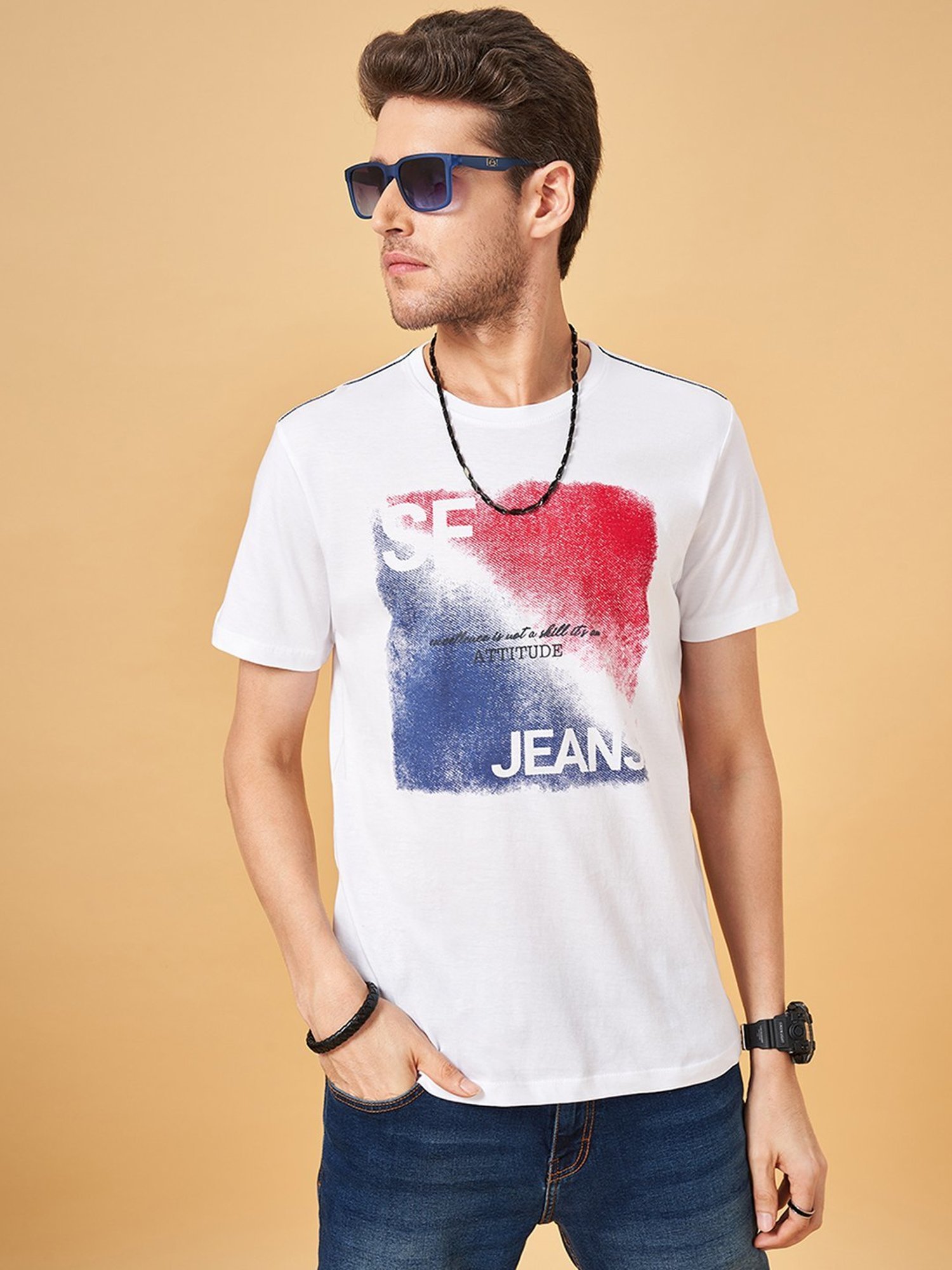 Sf Jeans By Pantaloons White Slim Fit T-Shirt