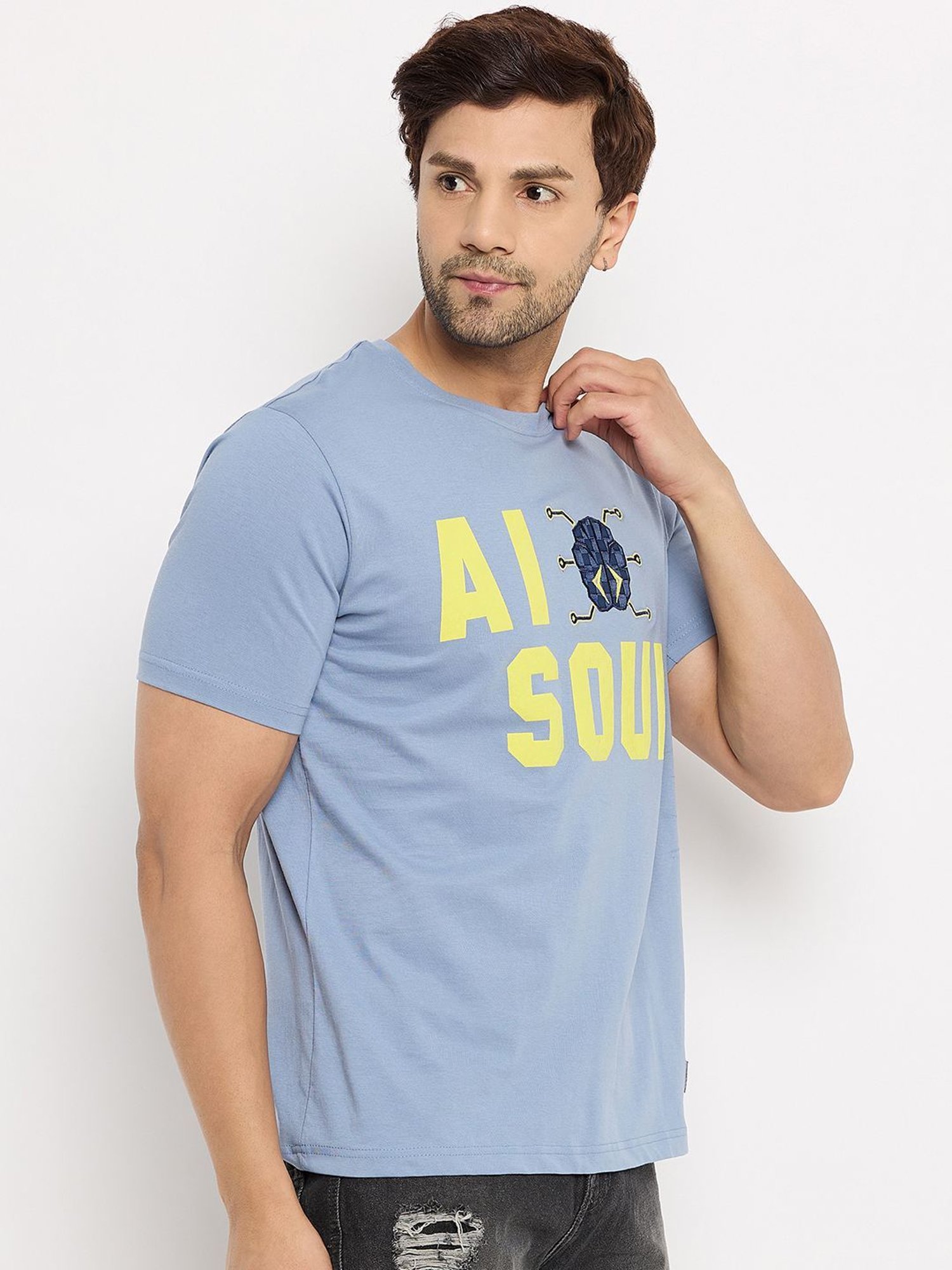 Duke Blue Slim Fit Printed T-Shirt