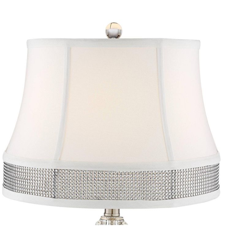 Vienna Full Spectrum Traditional Table Lamps Set of 2 Crystal Gallery Bling Fabric Shade Living Room Bedroom Bedside Nightstand