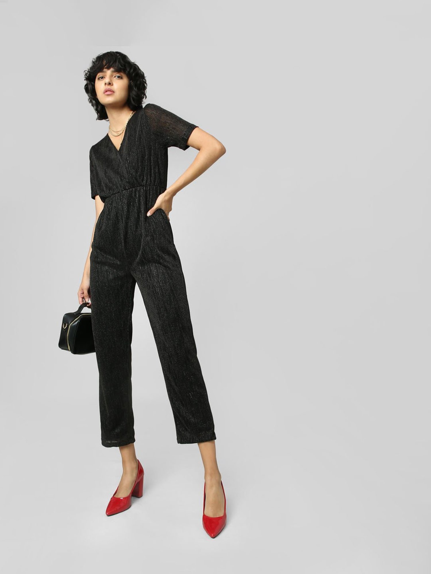 Only Black Textured Jumpsuit