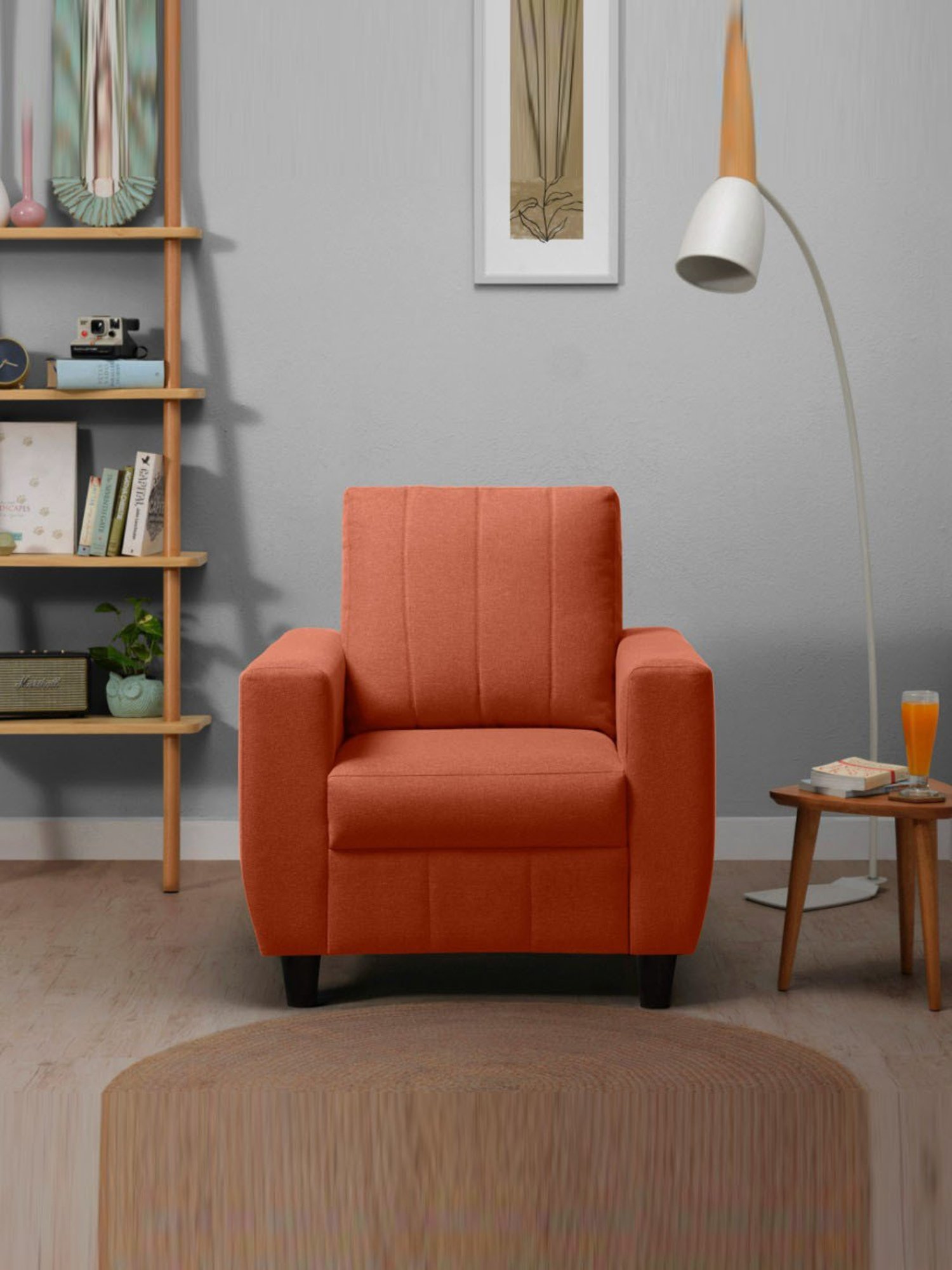 Sleepyhead Bae Ember Orange Fabric 1 Seater Sofa