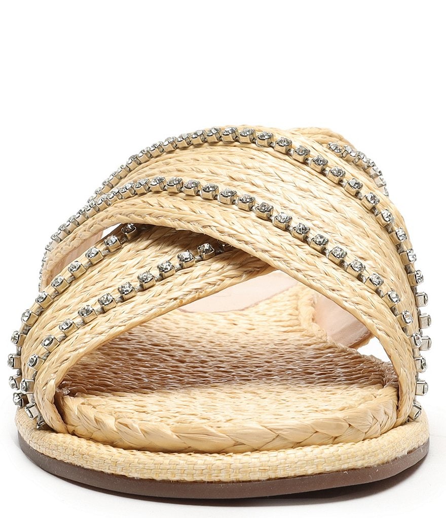 Schutz Carlotta Rhinestone Embellished Strap Detail Flat Sandals