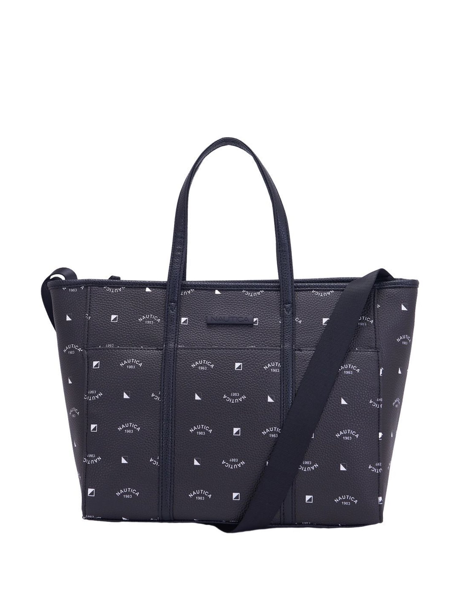 Nautica Black Printed Medium Tote Handbag