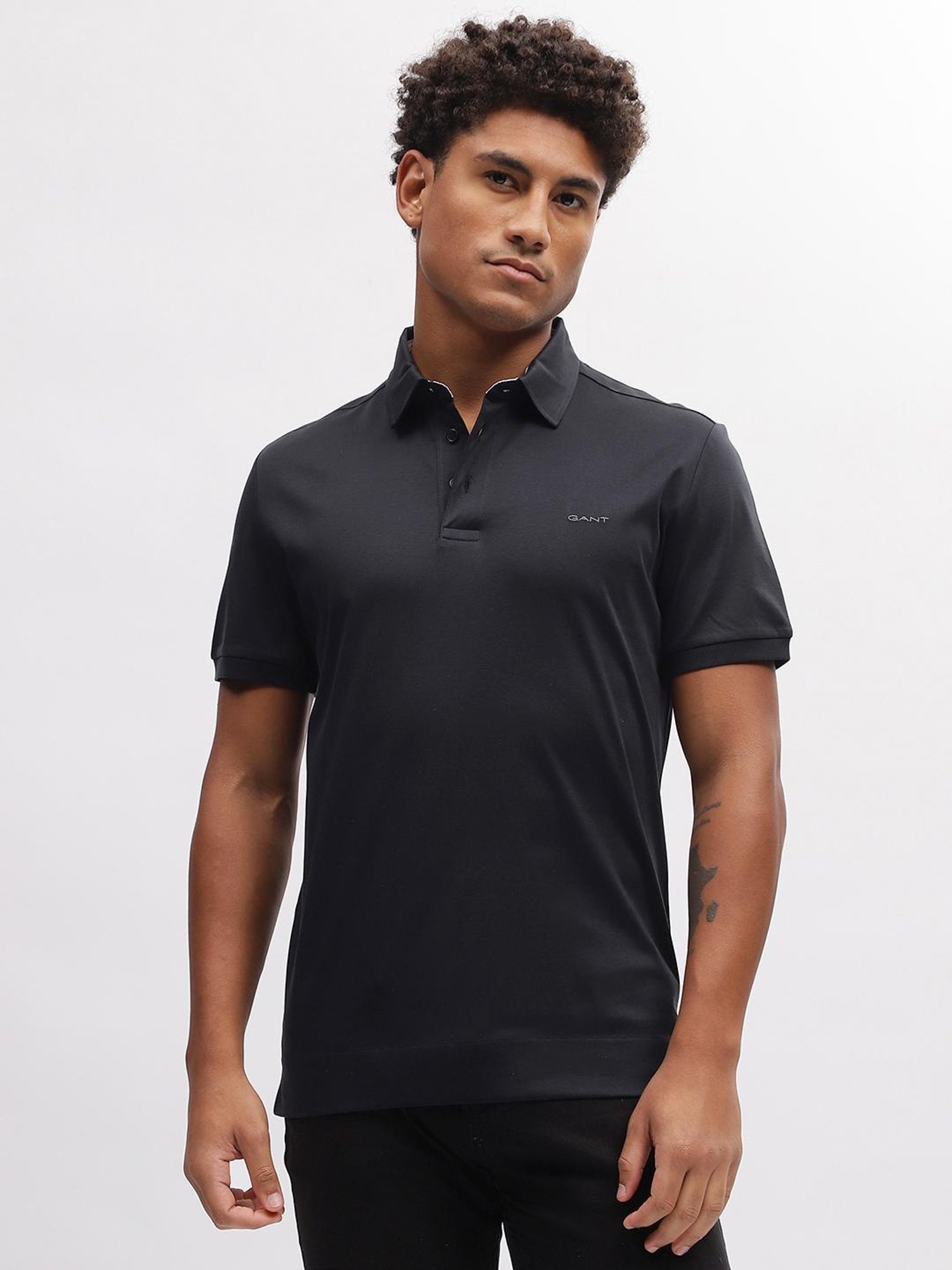 GANT Solid Polo Neck Slim Fit T-Shirt