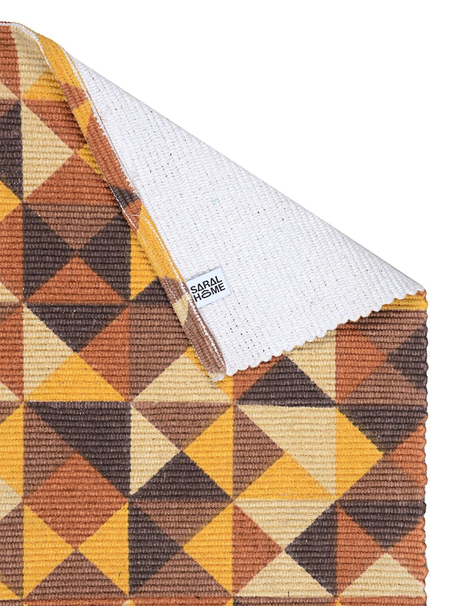 Saral Home Abstract Yellow Cotton Multiuse Rug