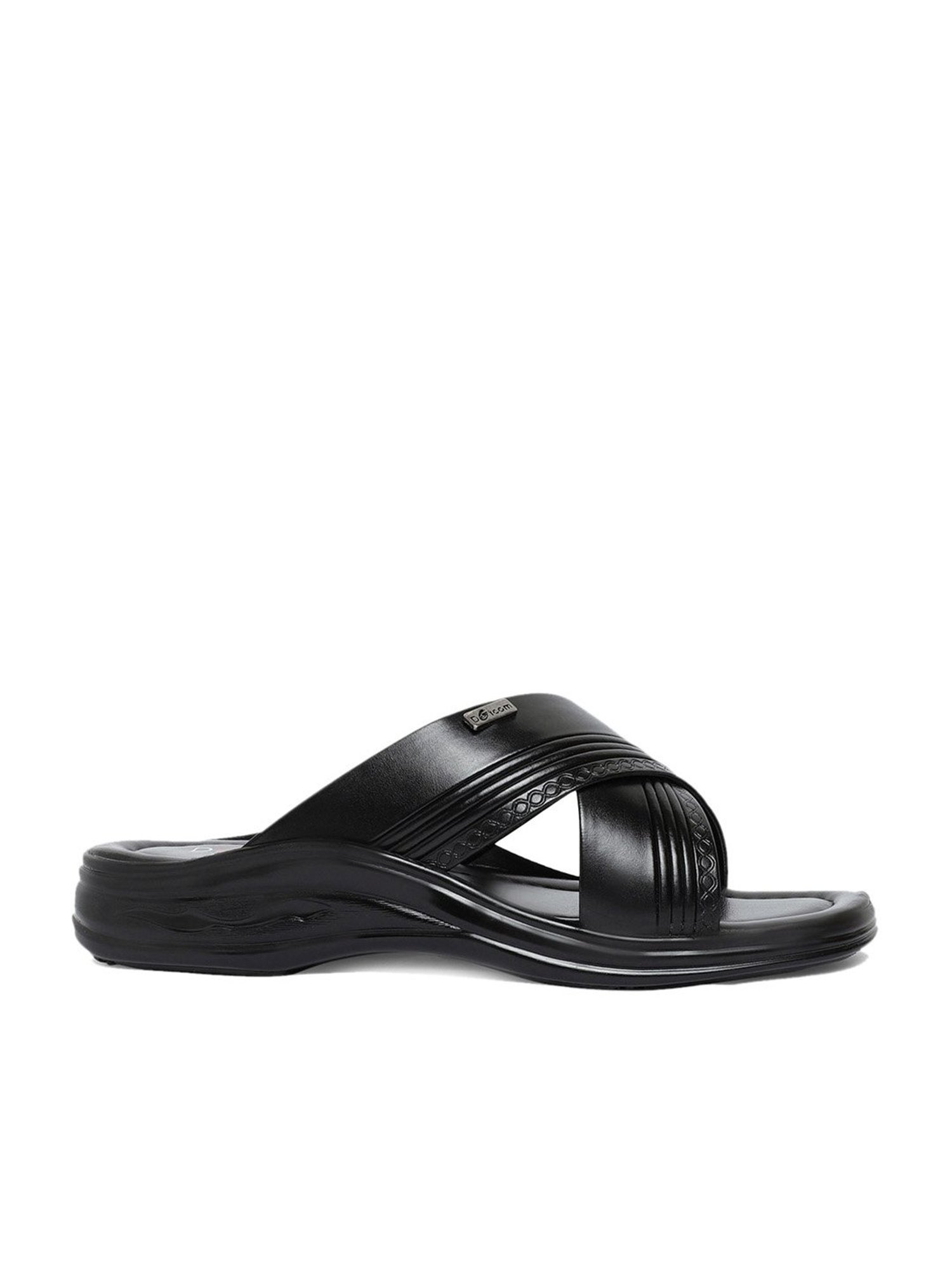 Action Men's Black Cross Strap Sandals