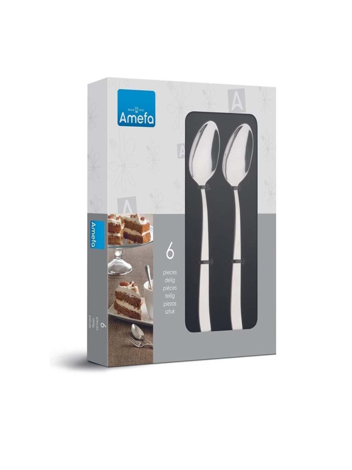 AMEFA Martin Silver Stainless Steel Medium Teaspoon - Set of 6