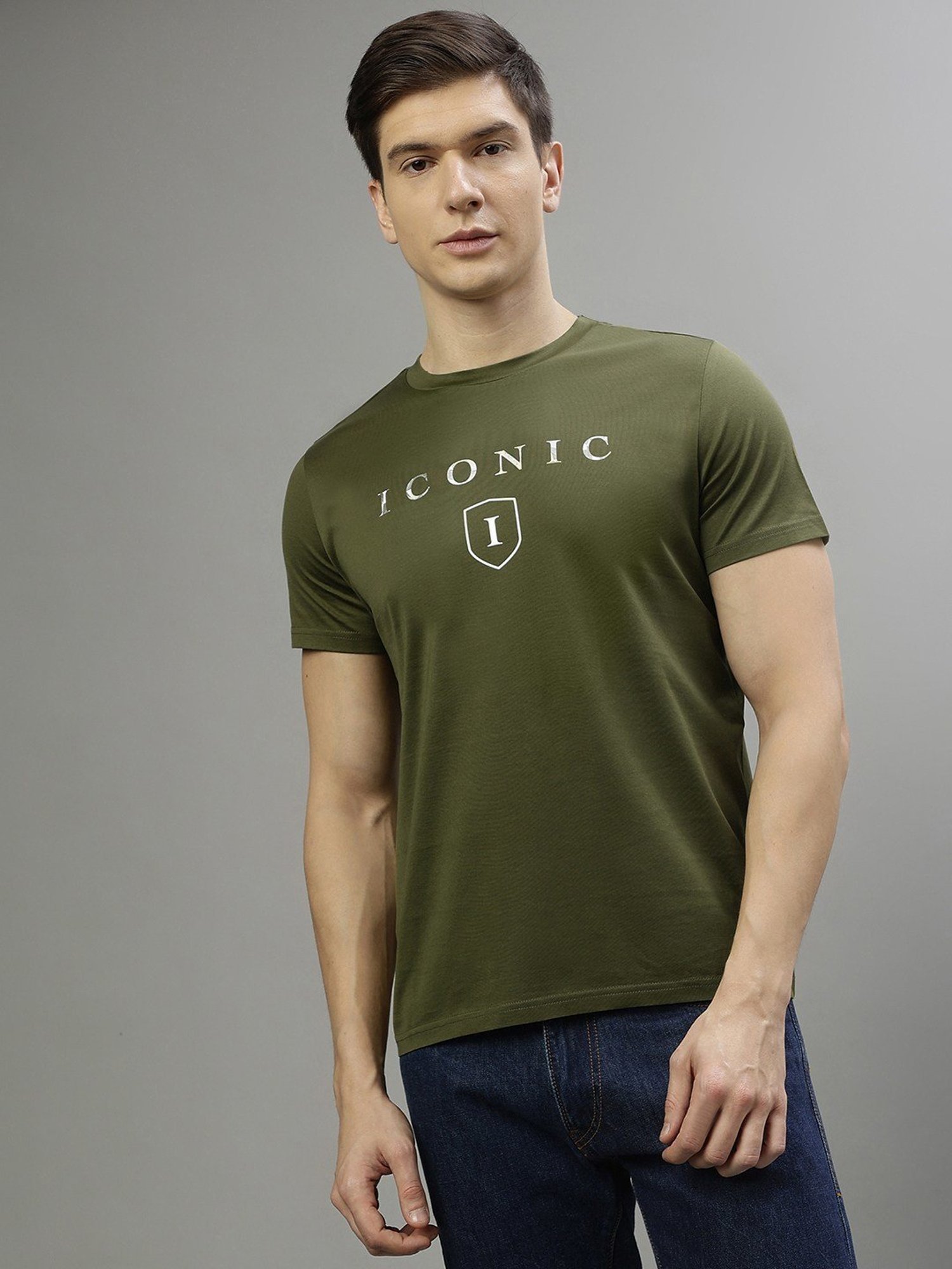 Iconic Men Typography Regular Fit Cotton T-shirt