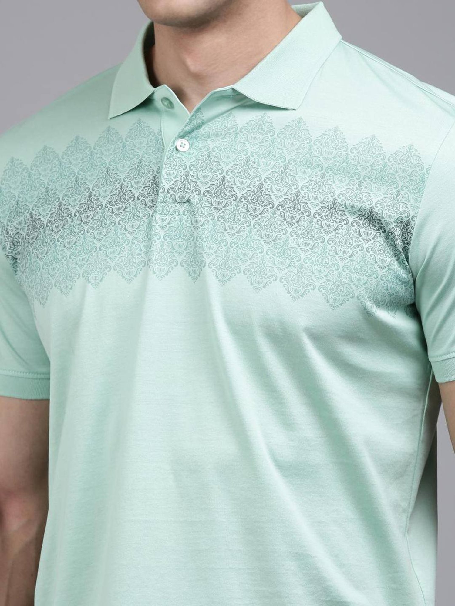 Louis Philippe Sport Blue Cotton Regular Fit Printed Polo T-Shirt