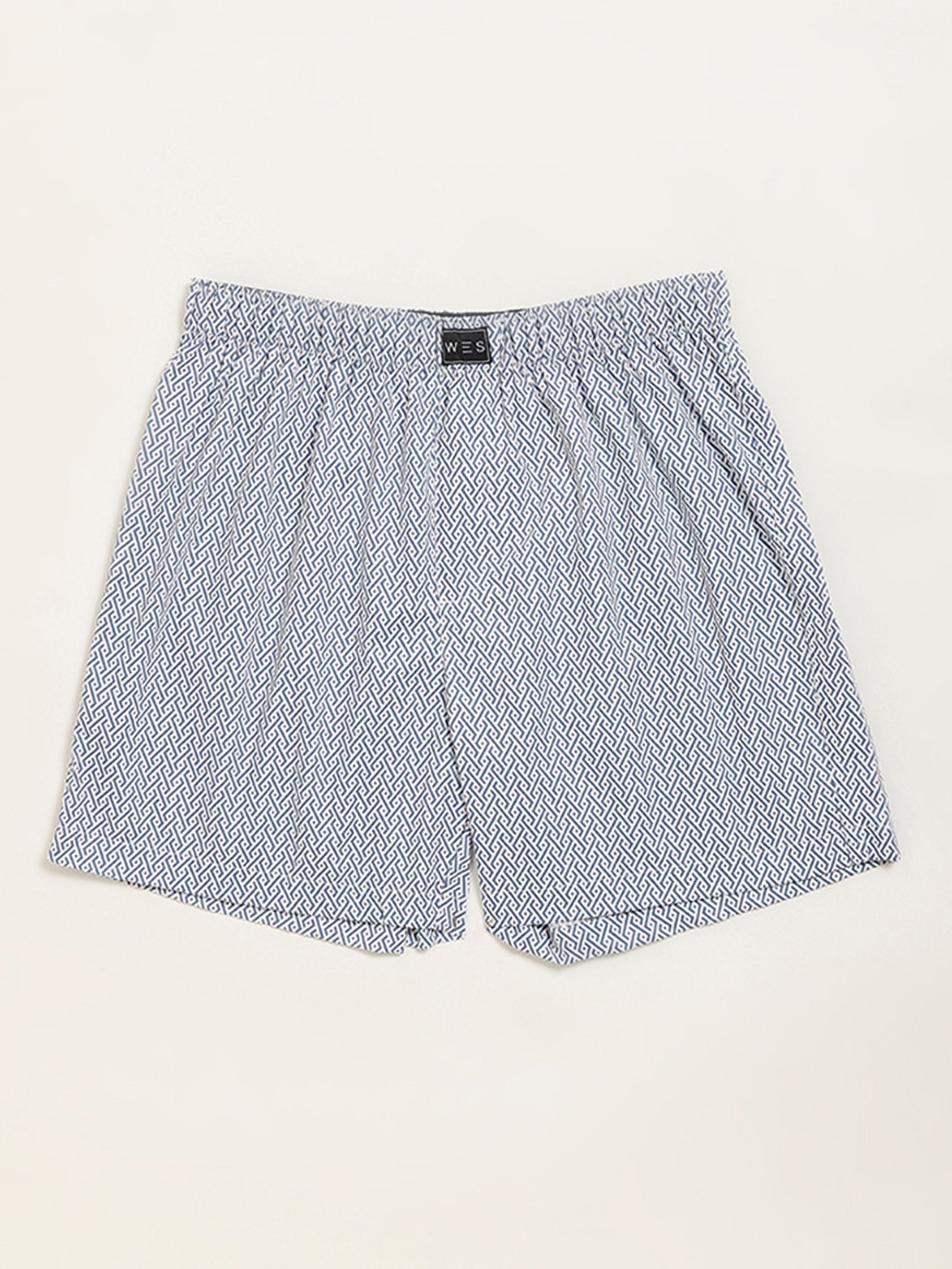 WES Lounge by Westside Blue Printed Cotton Boxers - Pack of 2
