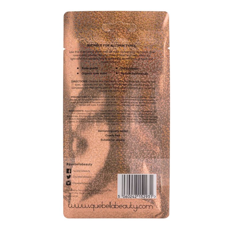 Que Bella Professional Rose Quartz Glitter Peel off Mask - 0.35oz