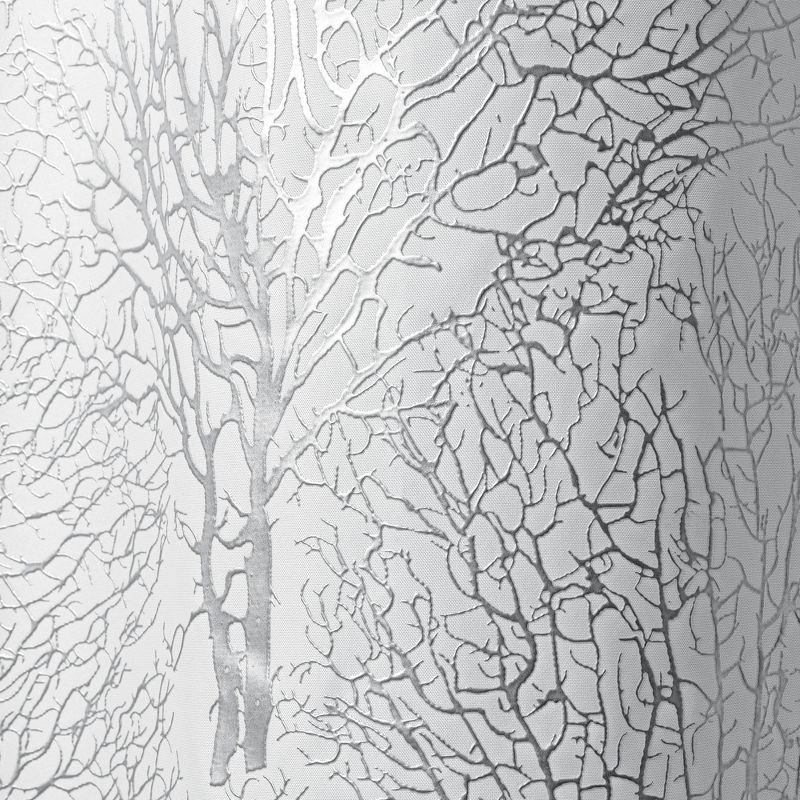 Branch Shower Curtain with Fabric Liner Silver - Hookless