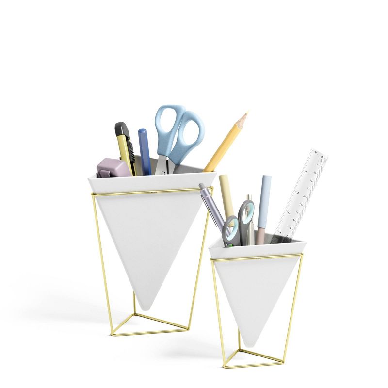 Set of 2 Trigg Tabletop Vessels White/Brass - Umbra