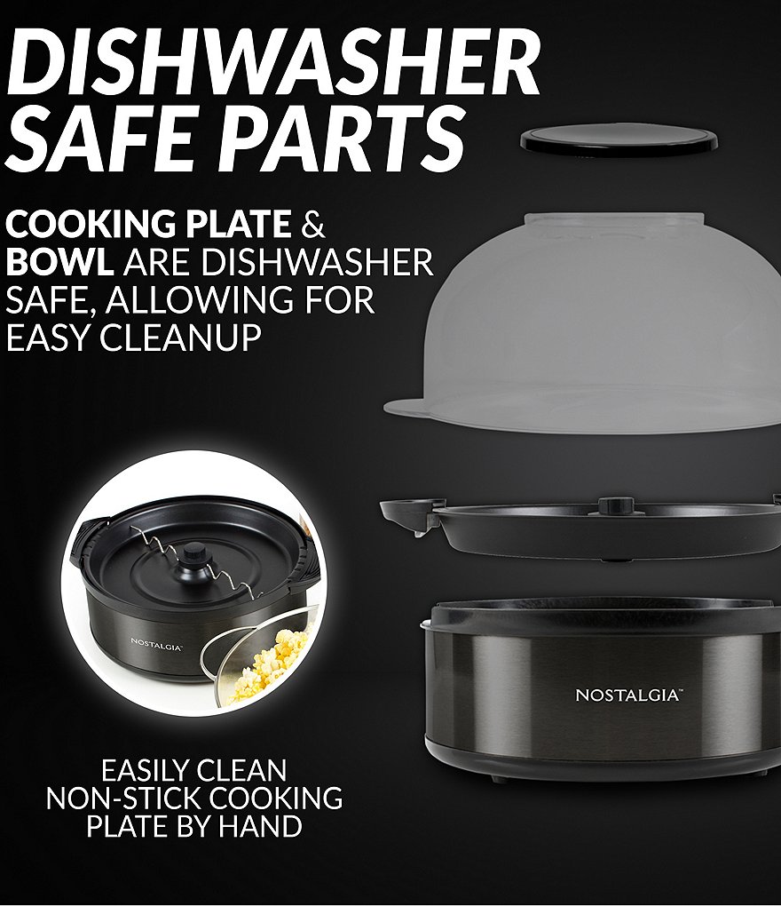 Nostalgia Electrics 6-Quart Stirring Speed Popcorn Popper, Black Stainless Steel