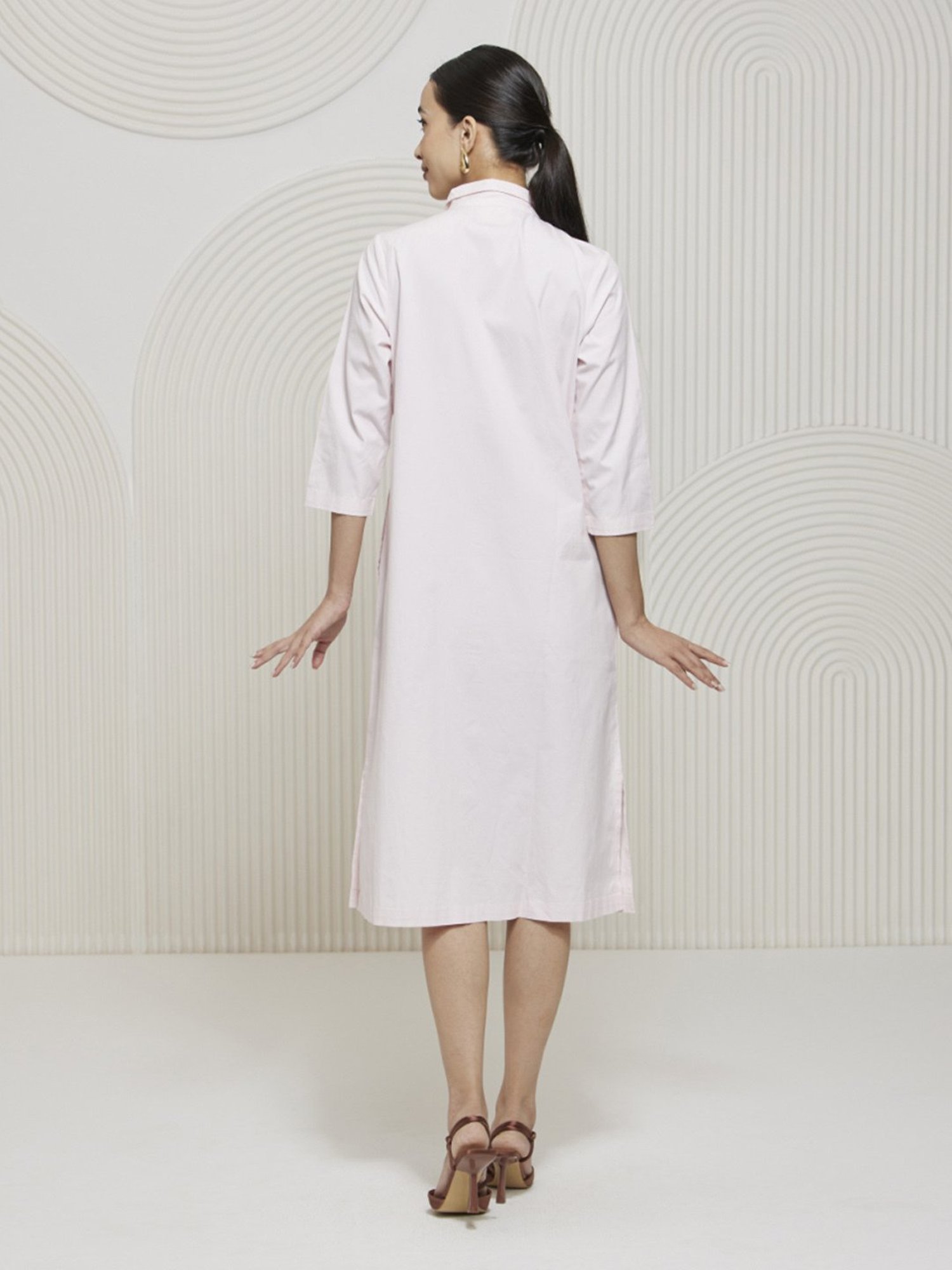 Artagai Pink Polin Elevated Basics Shirt Dress with Concealed Placket